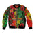 Hawaiian Reggae Bomber Jacket Tropical Plants and Tribal Kakau Tattoo-One Love Jawaiian