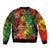 Hawaiian Reggae Bomber Jacket Tropical Plants and Tribal Kakau Tattoo-One Love Jawaiian