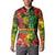 Hawaiian Reggae Button Sweatshirt Tropical Plants and Tribal Kakau Tattoo-One Love Jawaiian