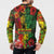 Hawaiian Reggae Button Sweatshirt Tropical Plants and Tribal Kakau Tattoo-One Love Jawaiian