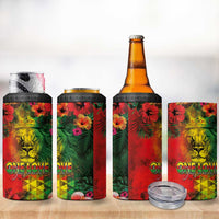 Hawaiian Reggae 4 in 1 Can Cooler Tumbler Tropical Plants and Tribal Kakau Tattoo-One Love Jawaiian