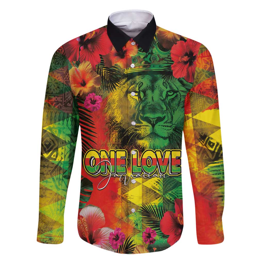 Hawaiian Reggae Family Matching Puletasi and Hawaiian Shirt Tropical Plants and Tribal Kakau Tattoo-One Love Jawaiian