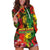 Hawaiian Reggae Hoodie Dress Tropical Plants and Tribal Kakau Tattoo-One Love Jawaiian