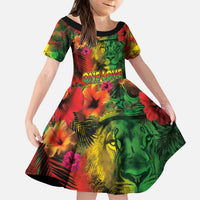 Hawaiian Reggae Kid Short Sleeve Dress Tropical Plants and Tribal Kakau Tattoo-One Love Jawaiian LT03 KID Reggae - Polynesian Pride