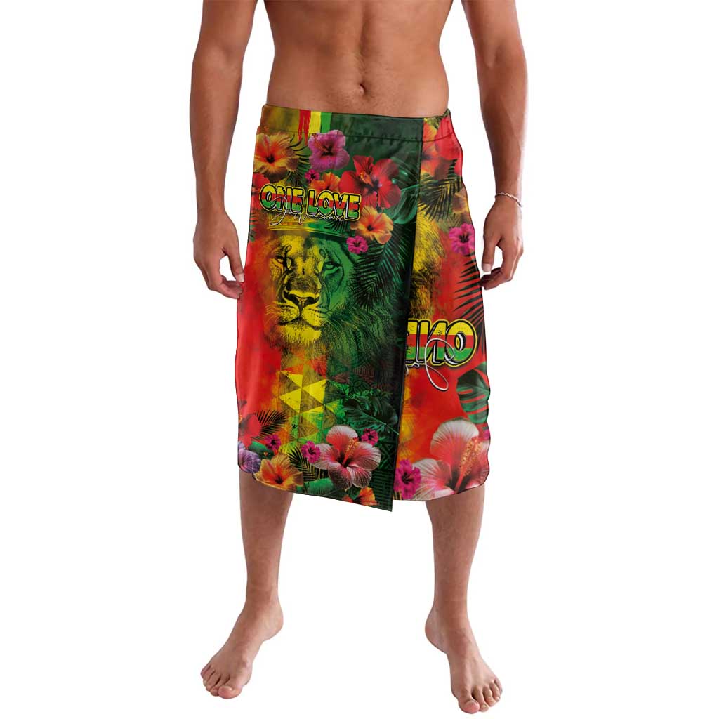 Hawaiian Reggae Lavalava Tropical Plants and Tribal Kakau Tattoo-One Love Jawaiian