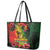 Hawaiian Reggae Leather Tote Bag Tropical Plants and Tribal Kakau Tattoo-One Love Jawaiian