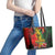 Hawaiian Reggae Leather Tote Bag Tropical Plants and Tribal Kakau Tattoo-One Love Jawaiian