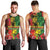 Hawaiian Reggae Men Tank Top Tropical Plants and Tribal Kakau Tattoo-One Love Jawaiian