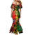 Hawaiian Reggae Mermaid Dress Tropical Plants and Tribal Kakau Tattoo-One Love Jawaiian