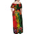 Hawaiian Reggae Off Shoulder Maxi Dress Tropical Plants and Tribal Kakau Tattoo-One Love Jawaiian