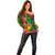 Hawaiian Reggae Off Shoulder Sweater Tropical Plants and Tribal Kakau Tattoo-One Love Jawaiian