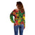 Hawaiian Reggae Off Shoulder Sweater Tropical Plants and Tribal Kakau Tattoo-One Love Jawaiian