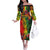 Hawaiian Reggae Off The Shoulder Long Sleeve Dress Tropical Plants and Tribal Kakau Tattoo-One Love Jawaiian