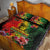 Hawaiian Reggae Quilt Bed Set Tropical Plants and Tribal Kakau Tattoo-One Love Jawaiian