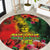 Hawaiian Reggae Round Carpet Tropical Plants and Tribal Kakau Tattoo-One Love Jawaiian