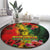 Hawaiian Reggae Round Carpet Tropical Plants and Tribal Kakau Tattoo-One Love Jawaiian