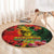 Hawaiian Reggae Round Carpet Tropical Plants and Tribal Kakau Tattoo-One Love Jawaiian