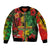 Hawaiian Reggae Sleeve Zip Bomber Jacket Tropical Plants and Tribal Kakau Tattoo-One Love Jawaiian