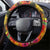 Hawaiian Reggae Steering Wheel Cover Tropical Plants and Tribal Kakau Tattoo-One Love Jawaiian