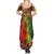 Hawaiian Reggae Summer Maxi Dress Tropical Plants and Tribal Kakau Tattoo-One Love Jawaiian