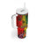 Hawaiian Reggae Tumbler With Handle Tropical Plants and Tribal Kakau Tattoo-One Love Jawaiian