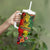 Hawaiian Reggae Tumbler With Handle Tropical Plants and Tribal Kakau Tattoo-One Love Jawaiian