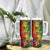 Hawaiian Reggae Tumbler With Handle Tropical Plants and Tribal Kakau Tattoo-One Love Jawaiian