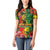 Hawaiian Reggae Women Polo Shirt Tropical Plants and Tribal Kakau Tattoo-One Love Jawaiian