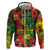 Hawaiian Reggae Zip Hoodie Tropical Plants and Tribal Kakau Tattoo-One Love Jawaiian