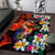 Hawaiian Lei Day Area Rug Colorful Plumeria and Volcanic Turtle with Abstract Lava Texture