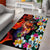 Hawaiian Lei Day Area Rug Colorful Plumeria and Volcanic Turtle with Abstract Lava Texture