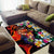 Hawaiian Lei Day Area Rug Colorful Plumeria and Volcanic Turtle with Abstract Lava Texture