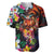 Hawaiian Lei Day Baseball Jersey Colorful Plumeria and Volcanic Turtle with Abstract Lava Texture