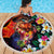 Hawaiian Lei Day Beach Blanket Colorful Plumeria and Volcanic Turtle with Abstract Lava Texture