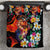 Hawaiian Lei Day Bedding Set Colorful Plumeria and Volcanic Turtle with Abstract Lava Texture