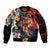 Hawaiian Lei Day Bomber Jacket Colorful Plumeria and Volcanic Turtle with Abstract Lava Texture