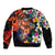 Hawaiian Lei Day Bomber Jacket Colorful Plumeria and Volcanic Turtle with Abstract Lava Texture