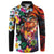 Hawaiian Lei Day Button Sweatshirt Colorful Plumeria and Volcanic Turtle with Abstract Lava Texture