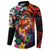 Hawaiian Lei Day Button Sweatshirt Colorful Plumeria and Volcanic Turtle with Abstract Lava Texture