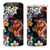 Hawaiian Lei Day 4 in 1 Can Cooler Tumbler Colorful Plumeria and Volcanic Turtle with Abstract Lava Texture