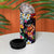 Hawaiian Lei Day 4 in 1 Can Cooler Tumbler Colorful Plumeria and Volcanic Turtle with Abstract Lava Texture