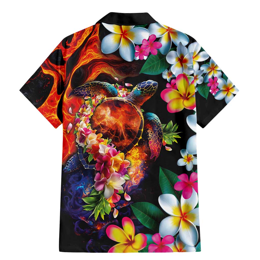 Hawaiian Lei Day Family Matching Mermaid Dress and Hawaiian Shirt Colorful Plumeria and Volcanic Turtle with Abstract Lava Texture