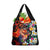 Hawaiian Lei Day Grocery Bag Colorful Plumeria and Volcanic Turtle with Abstract Lava Texture