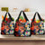 Hawaiian Lei Day Grocery Bag Colorful Plumeria and Volcanic Turtle with Abstract Lava Texture