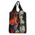 Hawaiian Lei Day Grocery Bag Colorful Plumeria and Volcanic Turtle with Abstract Lava Texture