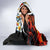 Hawaiian Lei Day Hooded Blanket Colorful Plumeria and Volcanic Turtle with Abstract Lava Texture