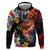 Hawaiian Lei Day Hoodie Colorful Plumeria and Volcanic Turtle with Abstract Lava Texture