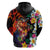 Hawaiian Lei Day Hoodie Colorful Plumeria and Volcanic Turtle with Abstract Lava Texture