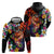 Hawaiian Lei Day Hoodie Colorful Plumeria and Volcanic Turtle with Abstract Lava Texture