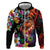 Hawaiian Lei Day Hoodie Colorful Plumeria and Volcanic Turtle with Abstract Lava Texture